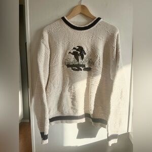 St. John's Bay Cream Crewneck Sweater with Black Duck Motif